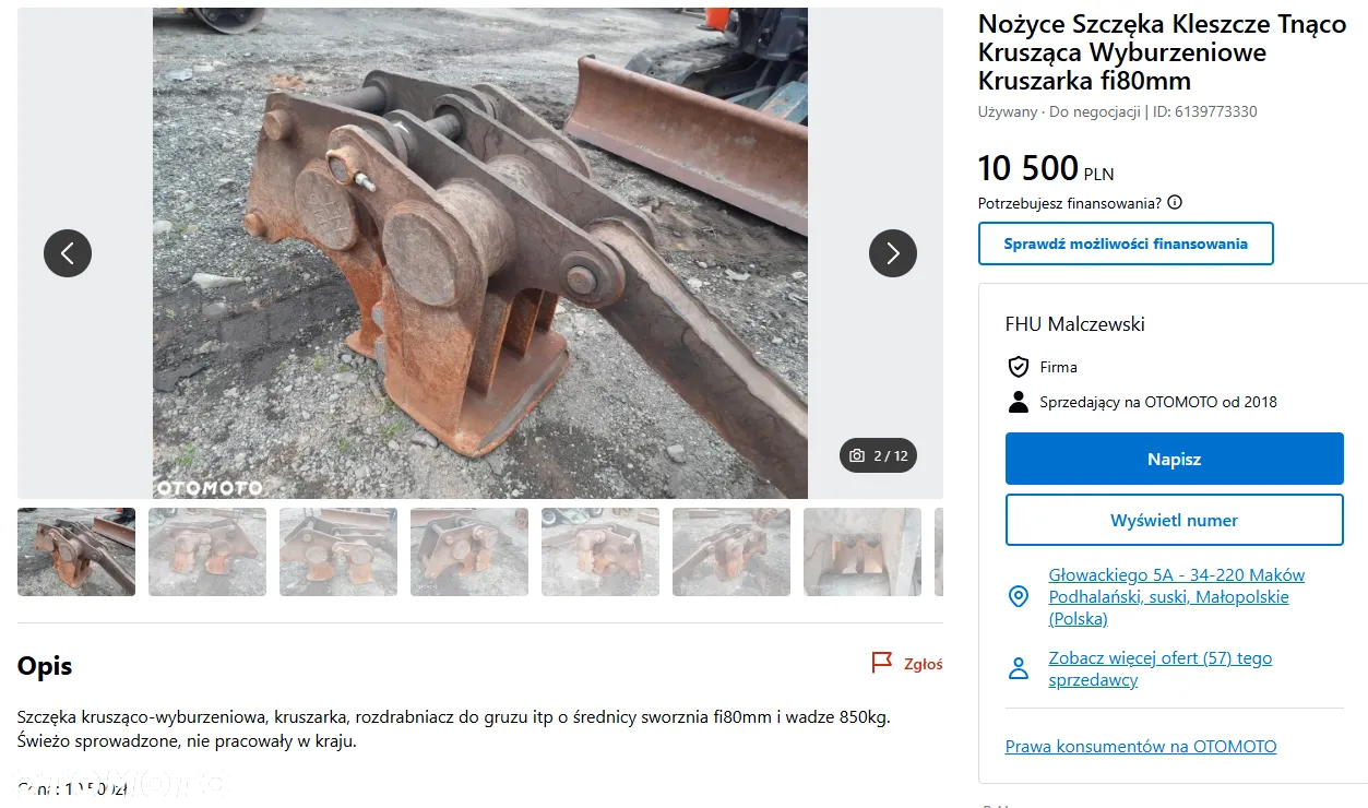 Łamacz pulverizer nożyce Szczęka Kleszcze Tnąco Krusząca Wyburzeniowe Kruszarka - 6