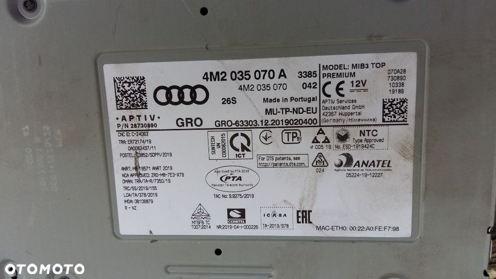 Czytnik MULTIMEDIA MMI MIB AUDI Q8 A7 4M2035070A - 4