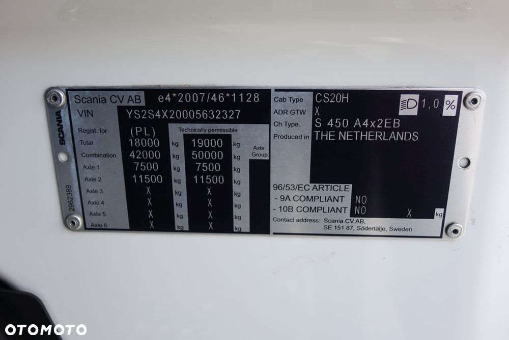 Scania S450 / EURO 6 / STANDARD / AUTOMAT / RETARDER / KLIMATYZACJA POSTOJOWA / LODÓWKA  /  2 ZBIORNIKI 700L / PO KONTRAKCIE - 38