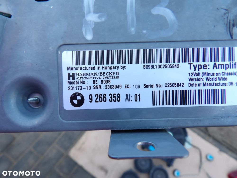 BMW - F12 - KOMPLETNE NAGŁOŚNIENIE - WZMACNIACZ , GŁOŚNIKI - KOMPLET - 9266358  9315646  9169685 - 3