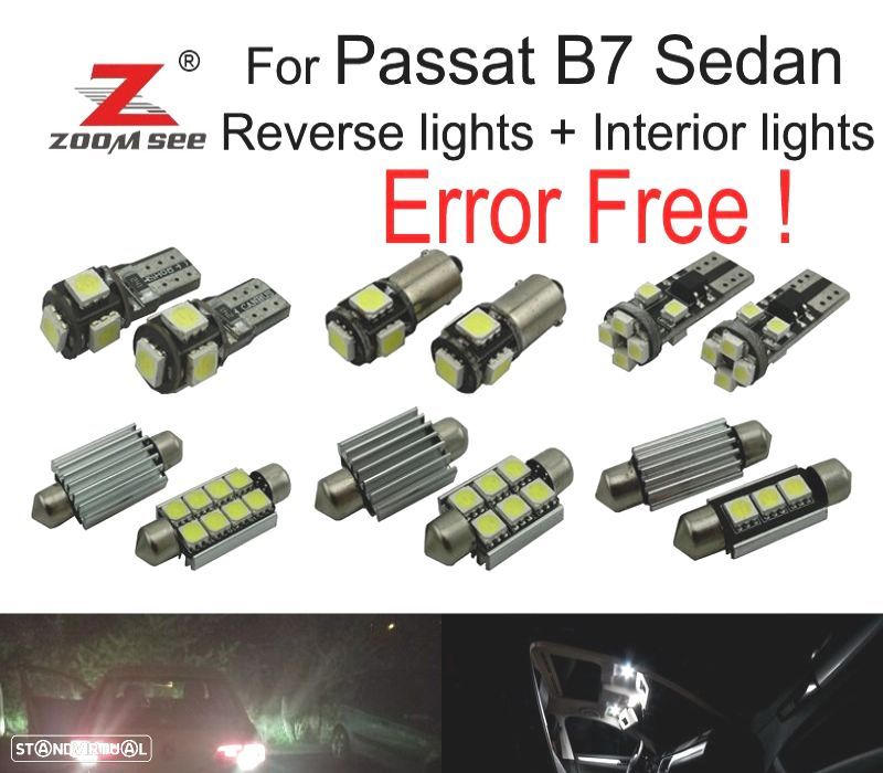 KIT COMPLETO DE 18 LÂMPADAS LED INTERIOR PARA PASSAT B7 SEDAM 12-15 - 1