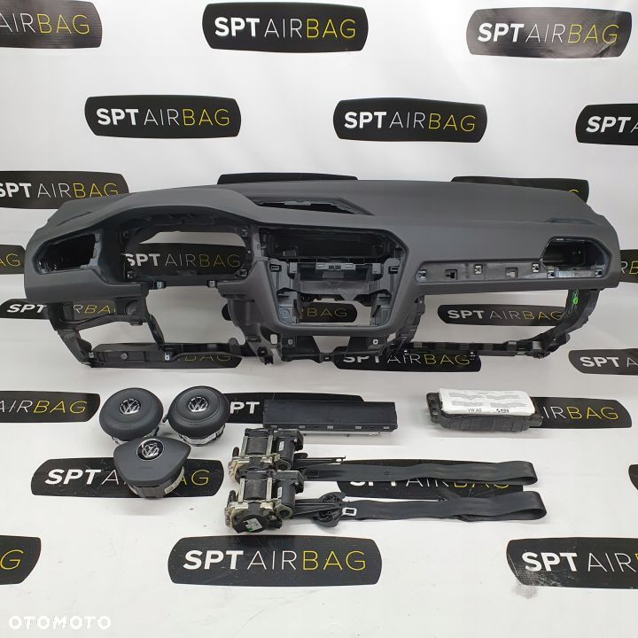 VOLKSWAGEN TIGUAN II 2 5NA DESKA ROZDZIELCZA KONSOLA KOKPIT PULPIT PODUSZKI AIRBAG AIR BAG PASY KIT SET - 1