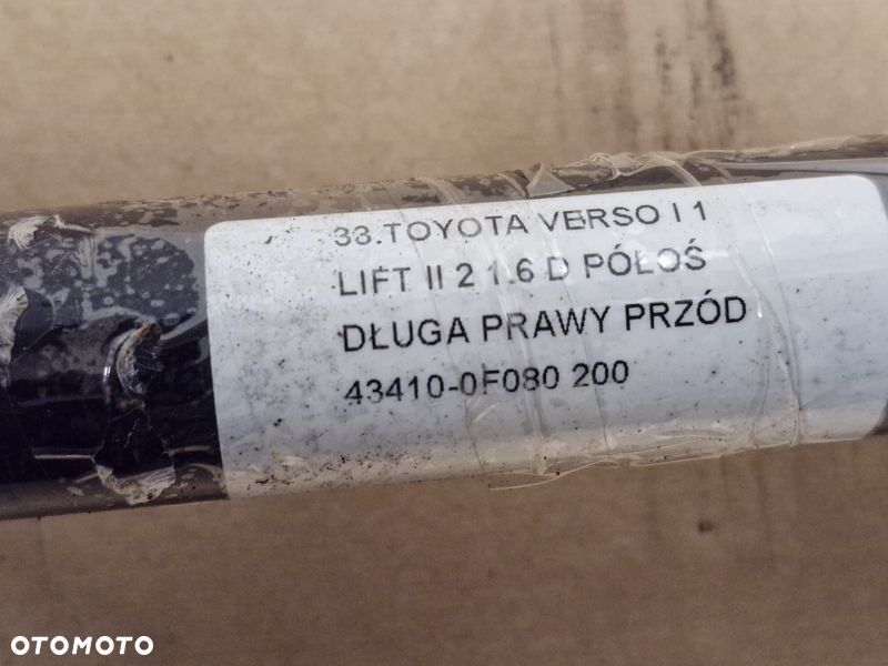 TOYOTA VERSO 1 I LIFT 1.6 D PÓŁOŚ PRAWY PRZÓD PRAWA PRZEDNIA DŁUGA 43410-0F080 - 4