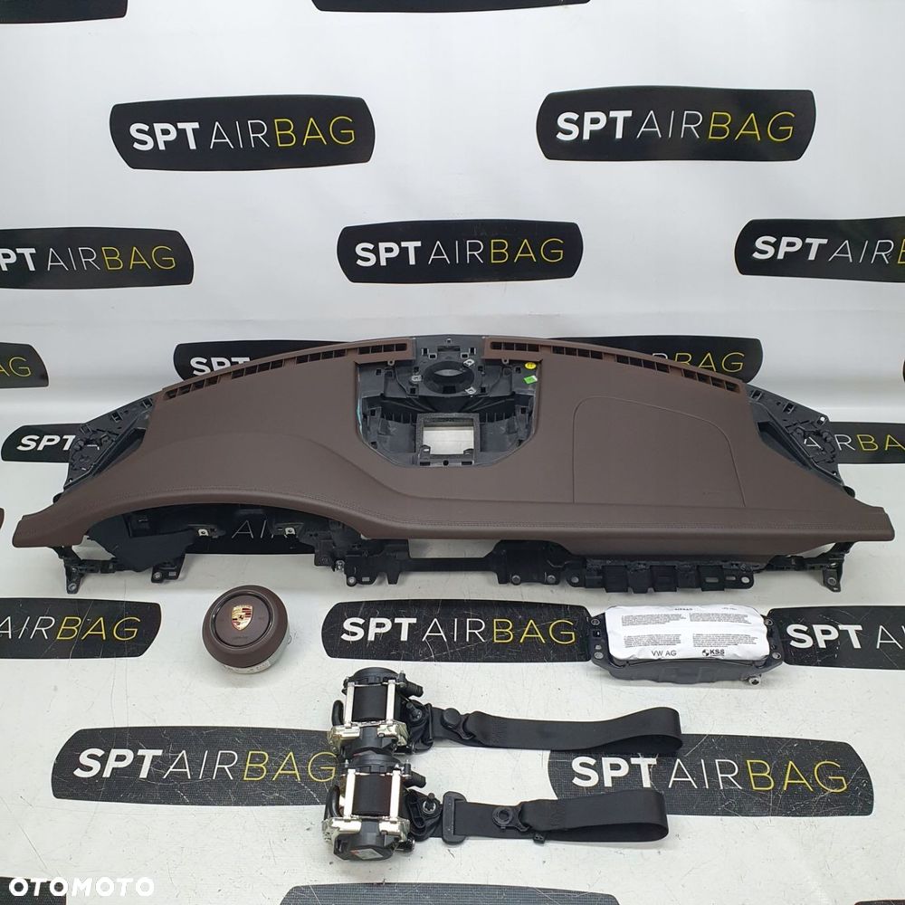 PORSCHE TARGA BRĄZ DESKA ROZDZIELCZA KONSOLA KOKPIT PULPIT PODUSZKI AIRBAG AIR BAG PASY KIT SET - 2