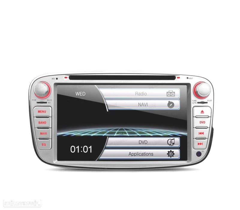 AUTO RADIO 2DIN 7" PARA FORD REDONDO COR CINZA USB GPS TACTIL HD - 1