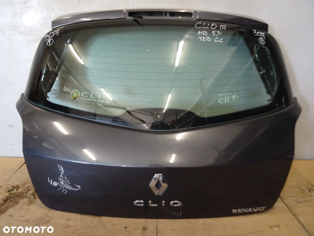 KLAPA TYŁ TYLNA SZYBA BAGAŻNIKA RENAULT CLIO III 5D HB 05-09 LAK:TEB66 NR307F - 1