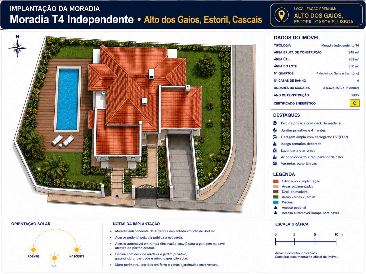 Moradia T4 no Estoril | Piscina, Garagem com Carregador EV e Jardim - Grande imagem: 2/2