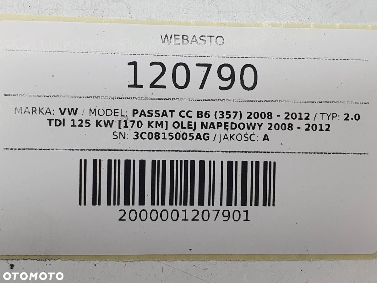 WEBASTO THERMO TOP V 3C0815005AG VW PASSAT CC B6 B7 - 9