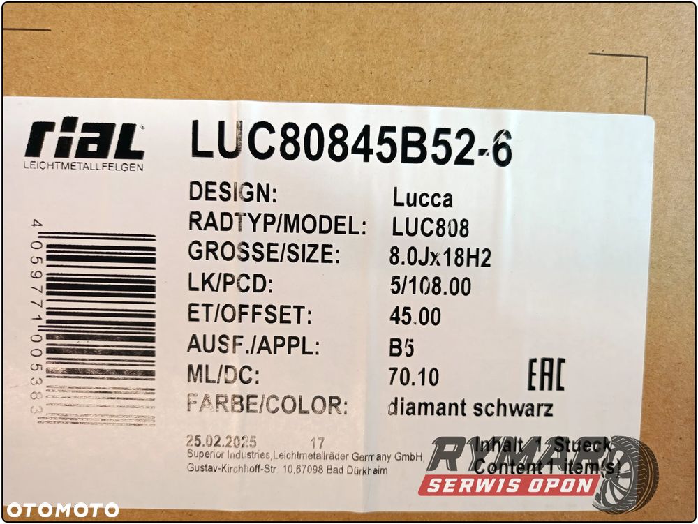 ŚLĄSK 8X18" 5X108 ET45 NOWE RIAL PEUGEOT CITROEN FORD VOLVO KOMPLET - 5