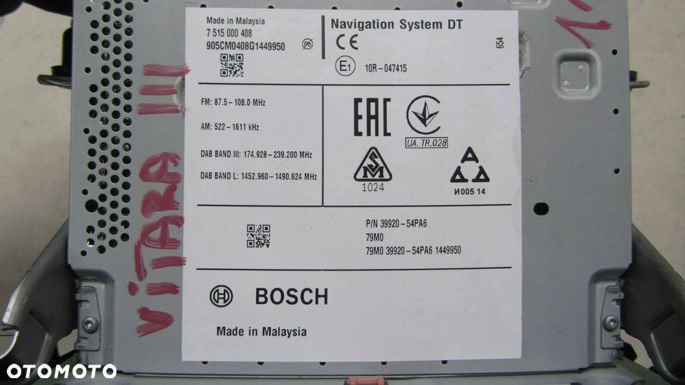 SUZUKI VITARA III RADIO NAWIGACJA 39920-54PA6 15- - 2