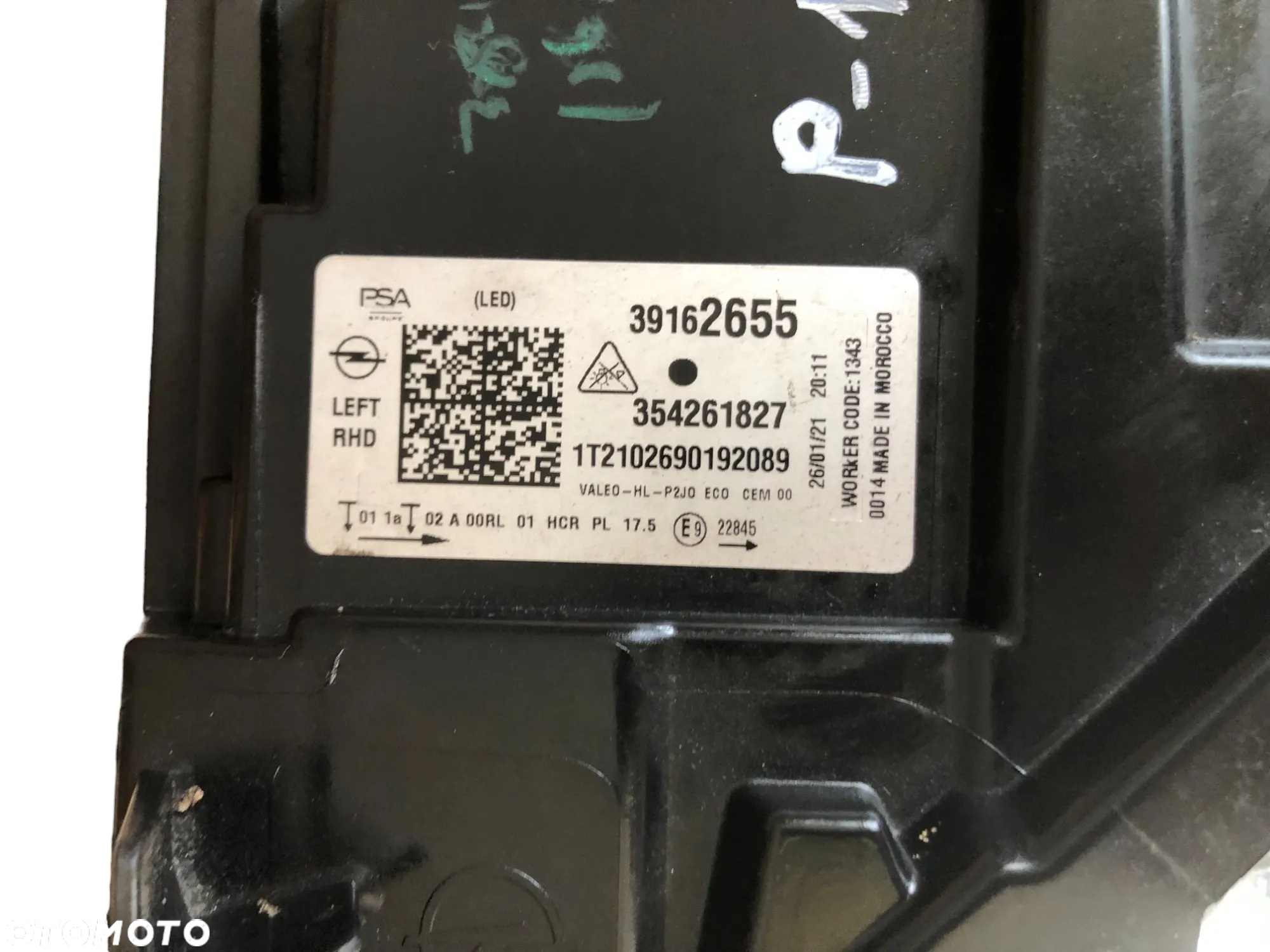 Lampa Reflektor Lewy Przód LED 39162655 Opel Corsa F 2021R E9 -UK- Gwarancja Wysyłka - 9
