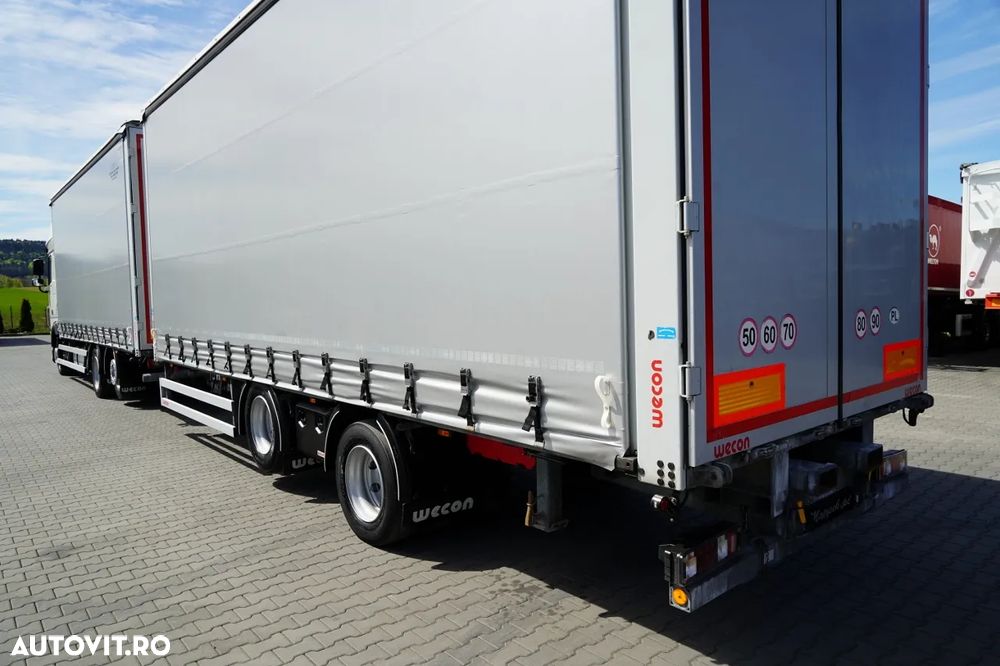 DAF XF 480 / CUPLAJ TANDEM / SSC / MEGA / PUNȚĂ RIDICATĂ / I-PARK COOL / ȘINGURI PENTRU STICLE / REMORCA WECON - 7,70 M / - 13