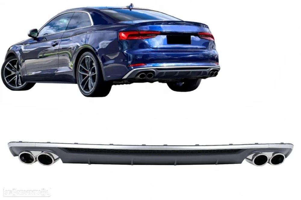Difusor com Ponteiras Audi A5 F5 (2017 a 2019) Look S5 - 8