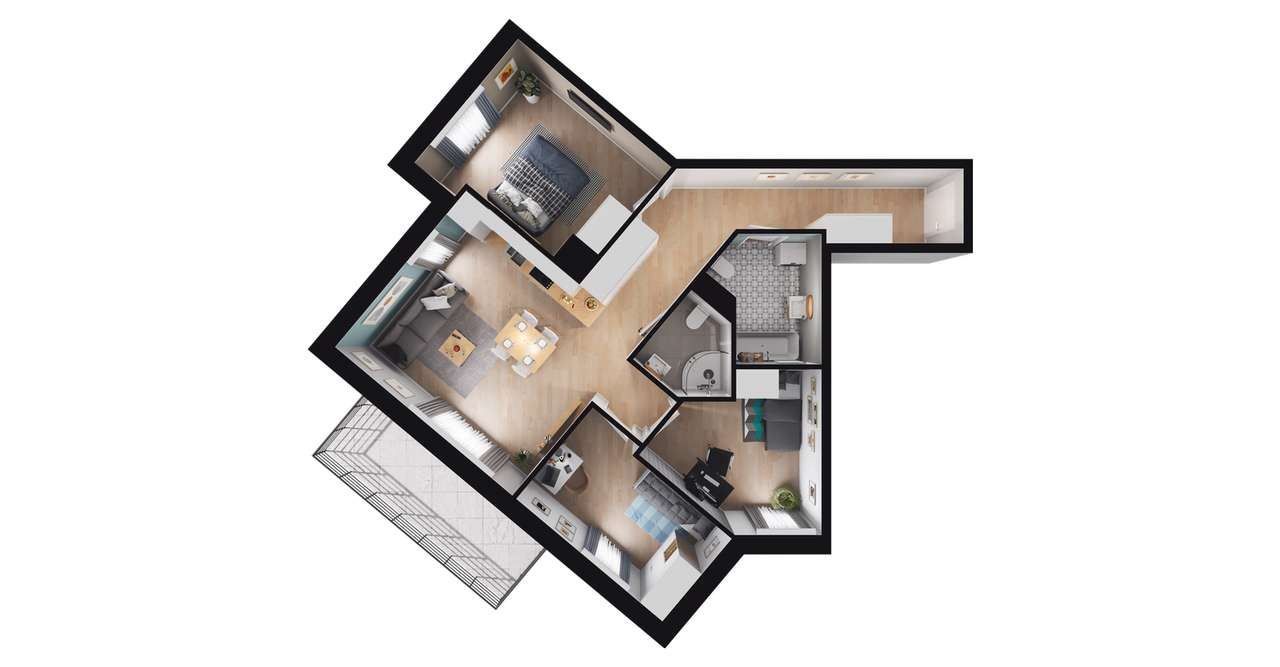 4-pokojowe mieszkanie 71m2 + balkon - Pełny obrazek: 3/9