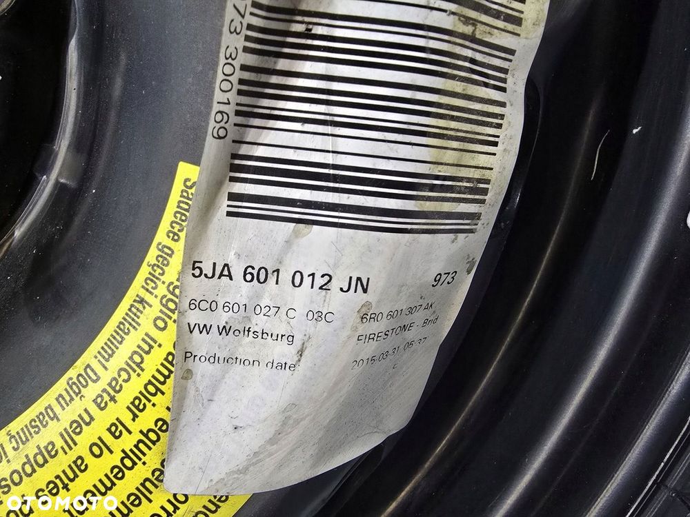 KOŁO ZAPASOWE ZAPAS FELGA IBIZA POLO V FABIA III 185/60/R15 6C0601027B/C - 5