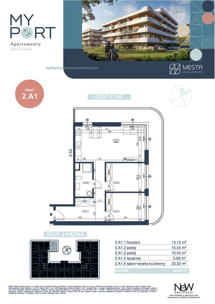 Mieszkanie na sprzedaż, 3 pokoje, 63 m², Darłowo