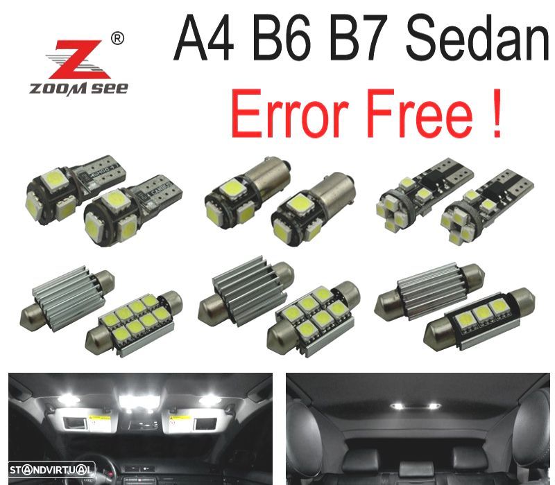 KIT COMPLETO DE 20 LÂMPADAS LED INTERIOR PARA AUDI A4 S4 RS4 B6 B7 SEDAN SALOON SÃLO 2002-2008 - 1