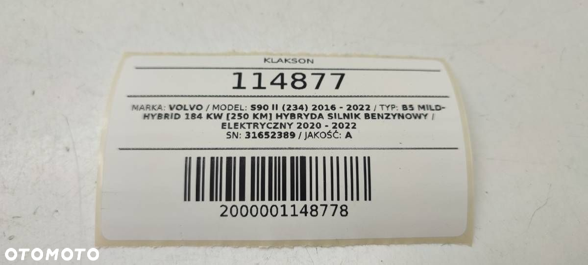 KLAKSON SYRENA ALARMU VOLVO S90 II 31652389 - 4