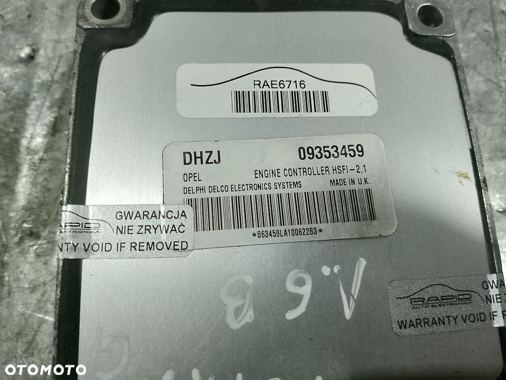 KOMPUTER, STEROWNIK OPEL ASTRA G 09353459  DHZJ 1.6 - 2