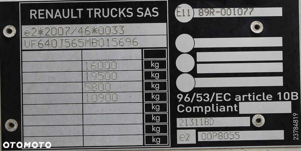 Renault / D 16 / 240 / ACC / E 6 / PLATFORMA / ŁAD. 10 060 KG - 12