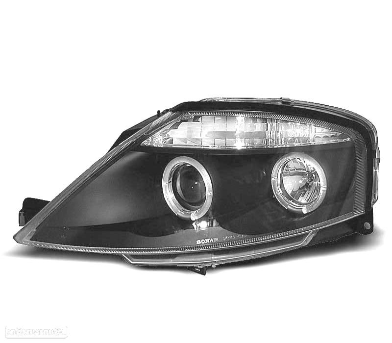FARÓIS FRONTAIS CITROEN C3 ANGEL EYES 03-09 FUNDO PRETO - 2