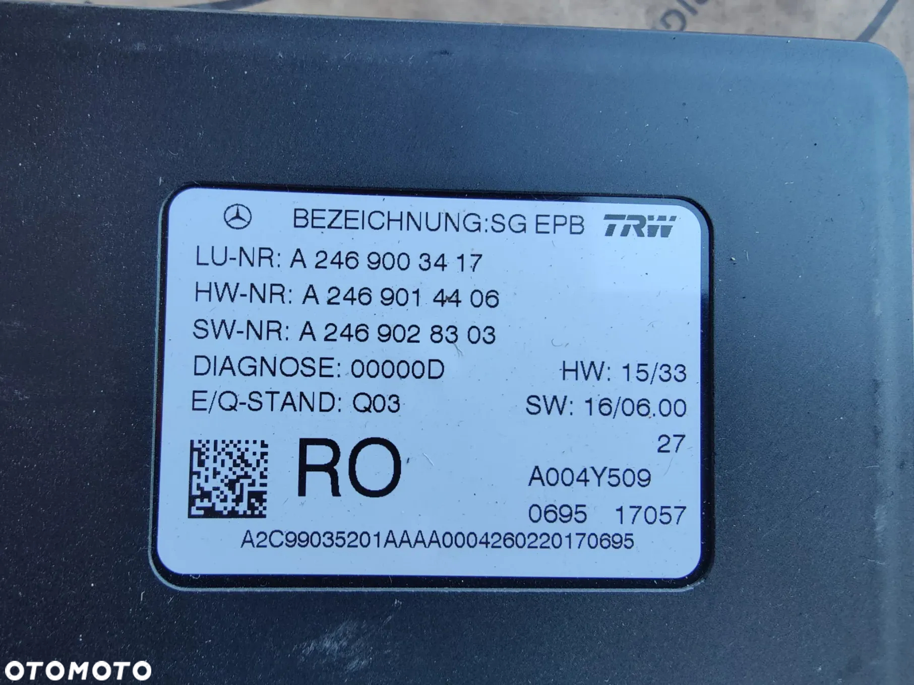 MERCEDES CLA W117 MODUŁ STEROWNIK HAMULCA RĘCZNEGO A2469003417 - 3