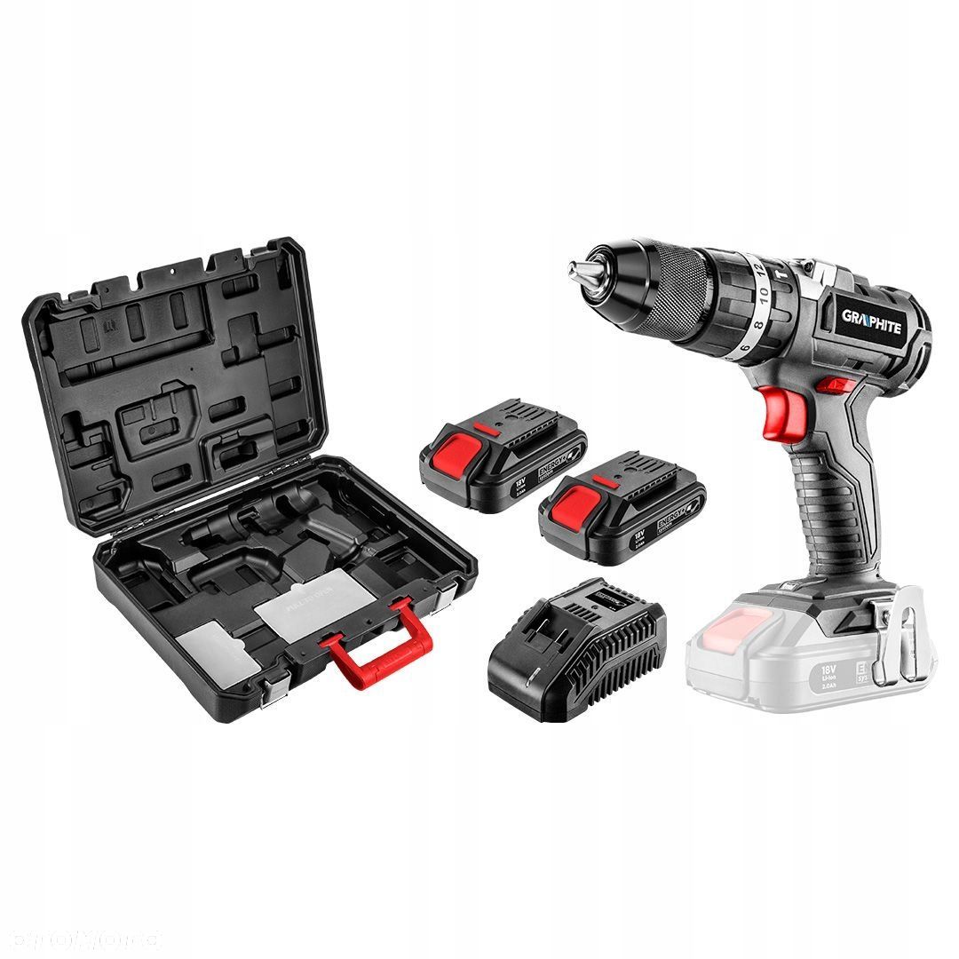 GRAPHITE WKRĘTARKA UDAROWA 18V 2x2Ah AKUMULATOROWA - 1