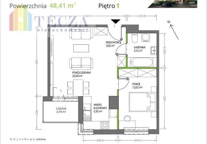2pk,48m2,pierwszy najem,balkon,garaż,Krakowska 279