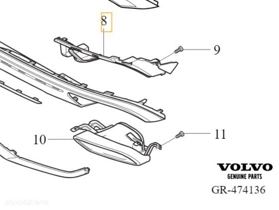 VOLVO S60 V60 II prawy wspornik koncowki wydechu tyl R-Design OE 31455573 - 2