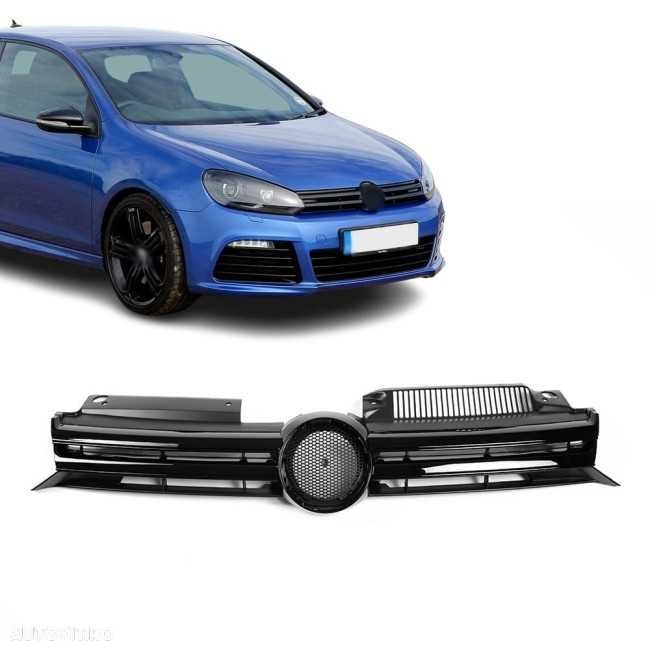 Grila Centrala model R20 Rline GTD GTI pentru Volkswagen VW Golf 6 VI, Negru Lucios - 1
