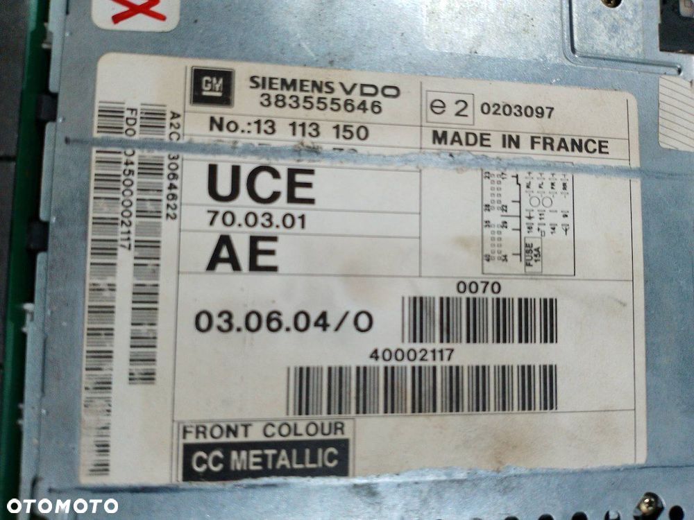 RADIO CD NAVI OPEL VECTRA C 13113150 383555646 24461297 5W70093 1.9 CDTI - 9
