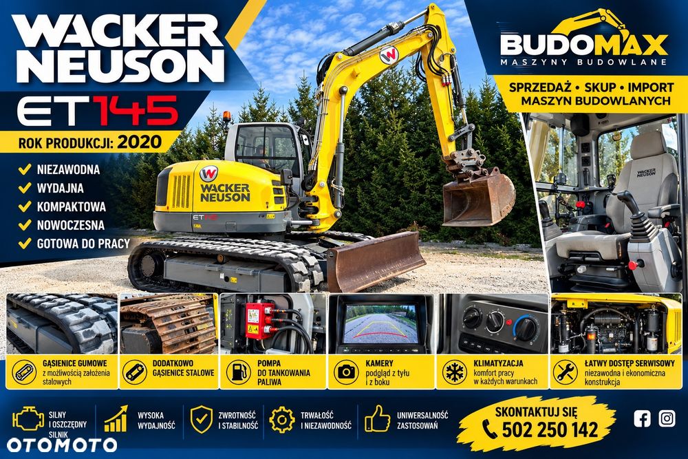 Wacker Neuson ET145 koparka Gąsienicowa 15ton WACKER NEUSON KLIMA pompaPaliwa jak CAT 313 Volvo EC 140 Komatsu PC 138 Hitachi ZX 135 dodatkowe linie hydrauliczne 2 x org ŁYŻKI