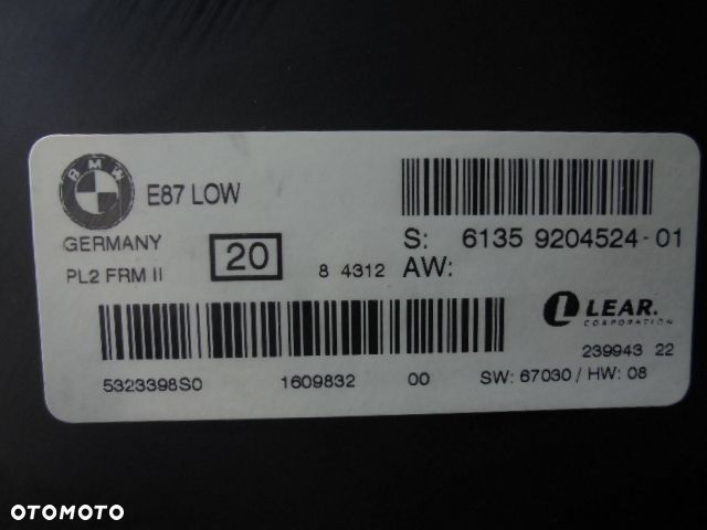 moduł sterownik świateł bmw e87 LOW 9204524 - 1