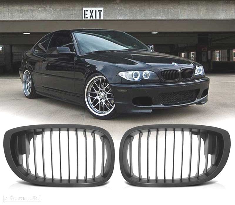 GRELHAS FRONTAIS BMW E46 03-06 COUPE CABRIO PRETO MATT - 1