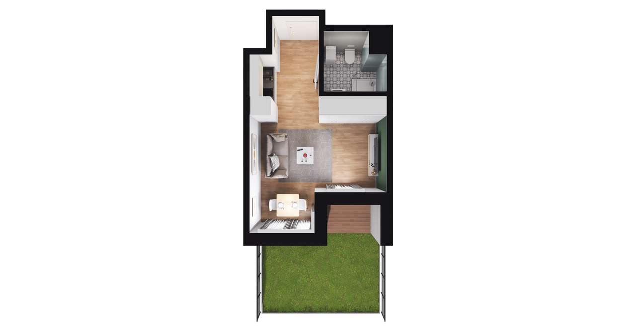 1-pokojowy apartament inwestycyjny 24m2 + ogródek - Pełny obrazek: 2/23