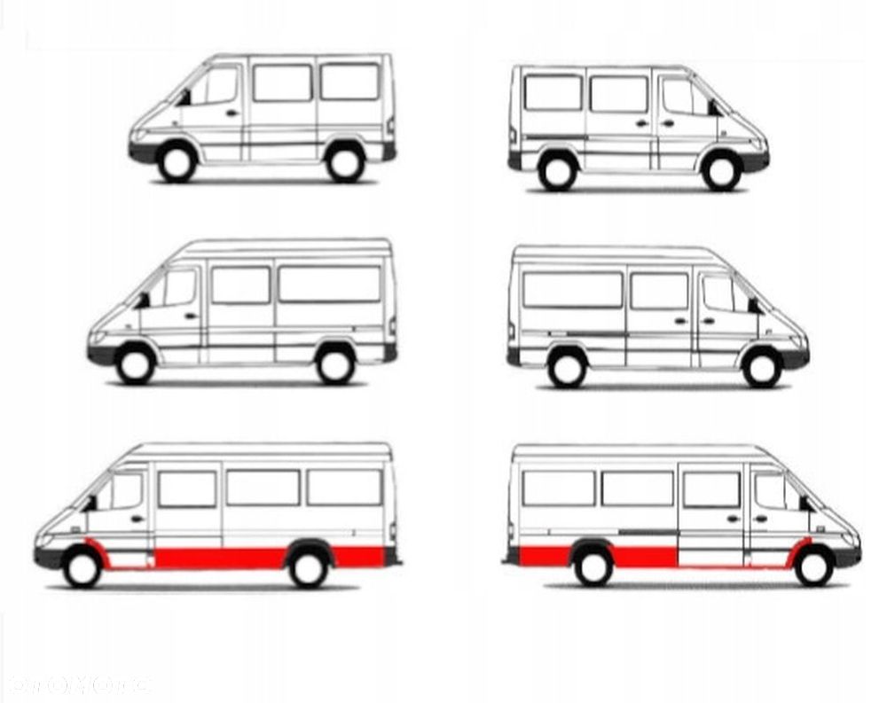 Reperaturki błotnika MB Sprinter / VW LT 95-06 L3 MAX Lewa + Prawa - 1