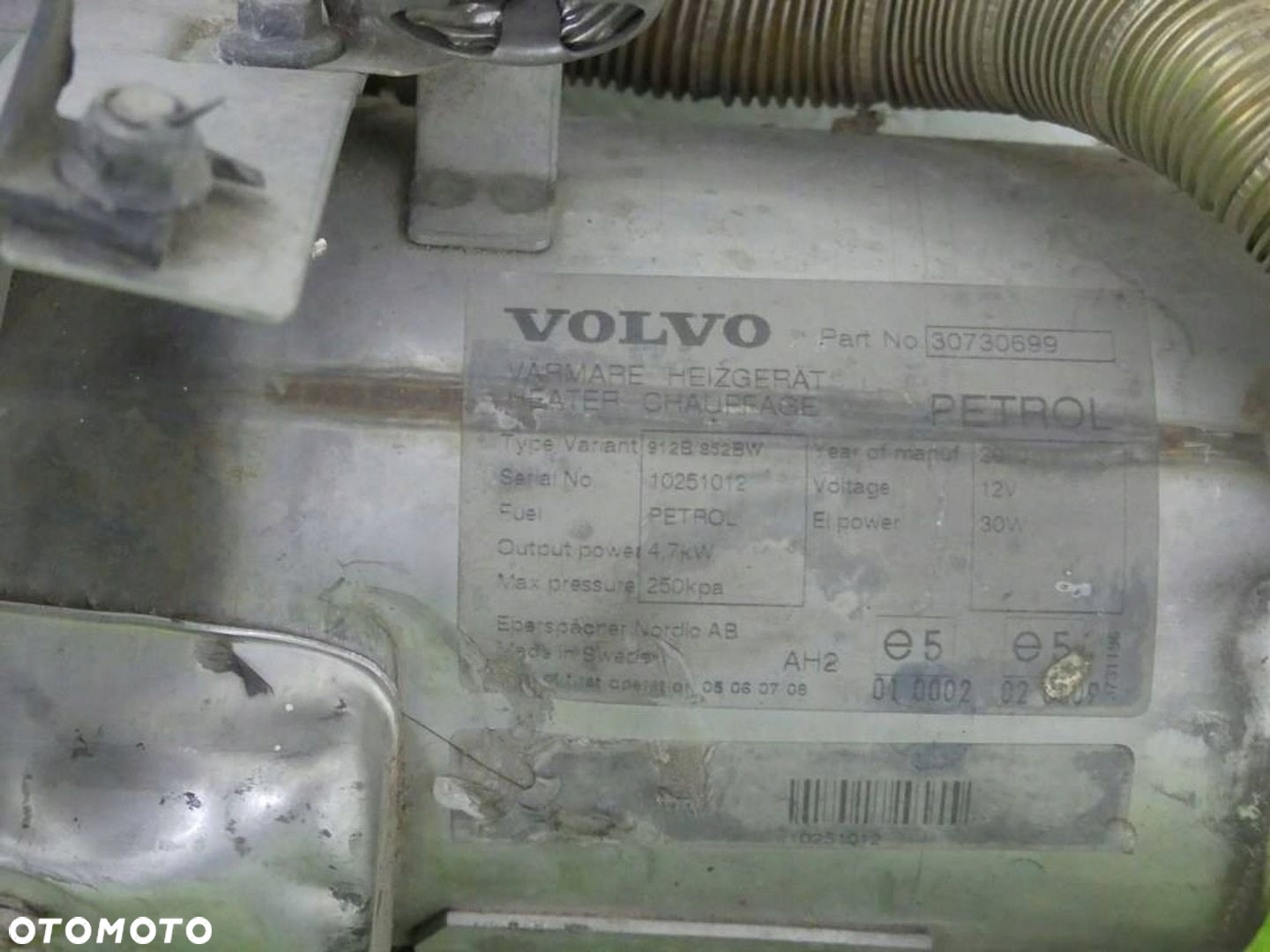 Webasto SONATACRANES VOLVO S60 V60 V70 XC90 XC70 BENZYNA 4,7KW - 2
