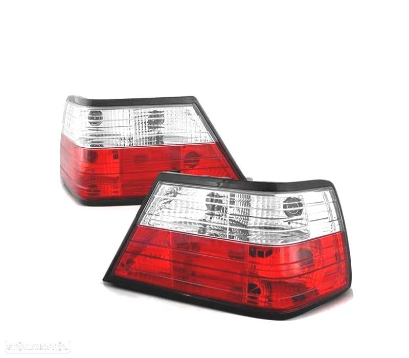 FAROLINS TRASEIRO PARA MERCEDES W124 85-95 VERMELHO BRANCO LOOK LEXUS - 1