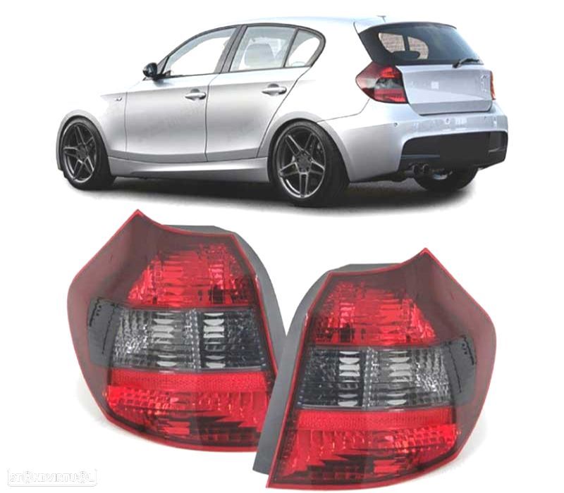 FAROLINS TRASEIROS TRASEIROS BMW E81 E87 04-07 VERMELHO FUMADO - 1