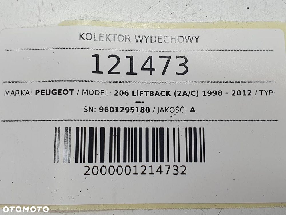 KOLEKTOR WYDECHOWY PEUGEOT 206 9601295180 - 5