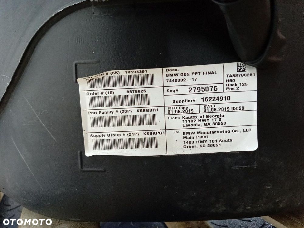BMW X5 G05 18- M50d ZBIORNIK BAK PALIWA DIESEL 7440002 - 5