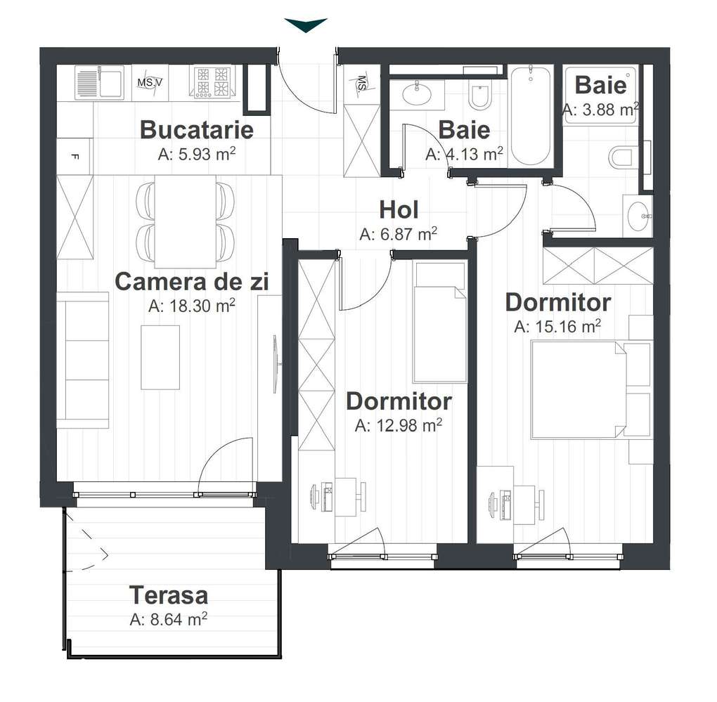 Ansamblul The Nest, 3 camere, Sud, parcare subterana -Central - Imagine principală: 5/15