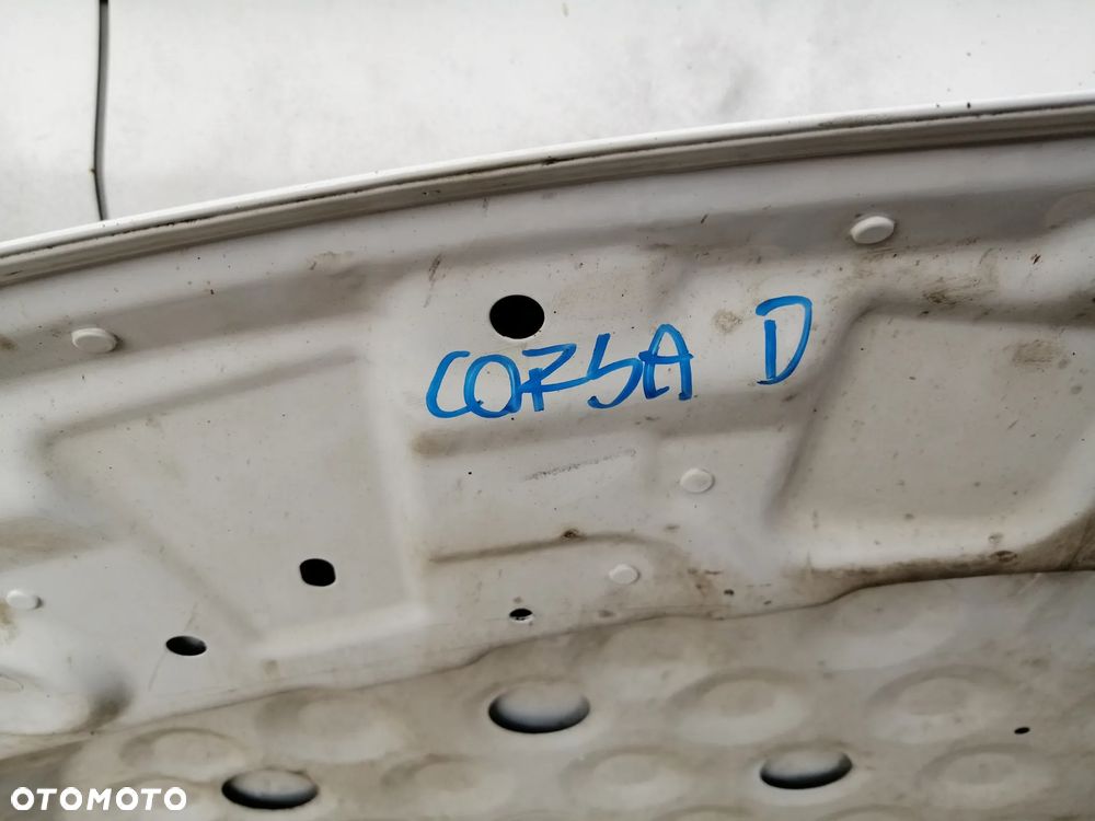 Opel Corsa D maska bez korozji kolor biały kod lakieru Z474 z zawiasami - 9