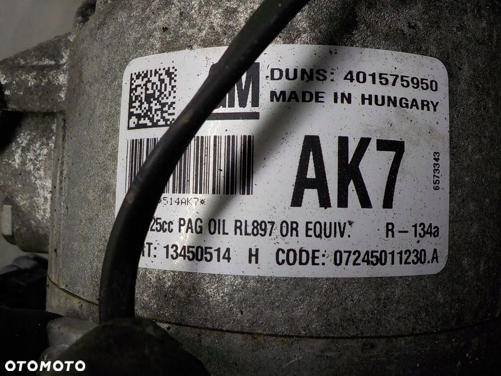 OPEL ASTRA J 2.0 CDTI SPRĘŻARKA POMPA KLIMATYZACJI 13450514 AK7 - 2
