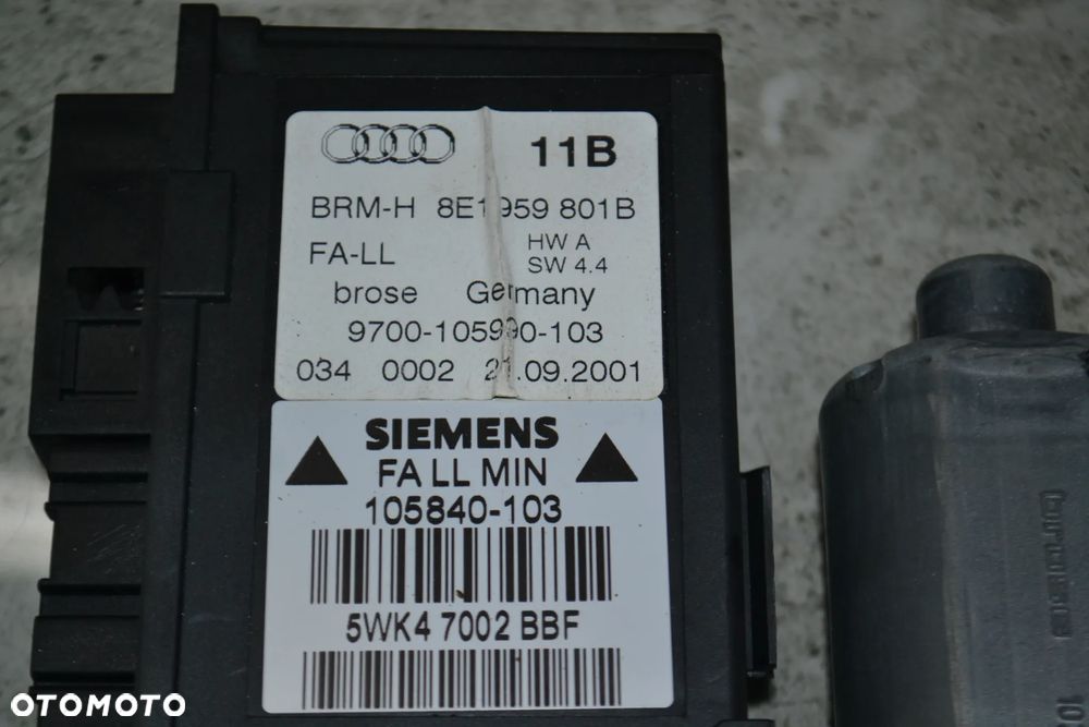 AUDI A4 B6 B7 SILNICZEK SZYB LEWY PRZÓD PRZEDNI 8E1959801B - 3