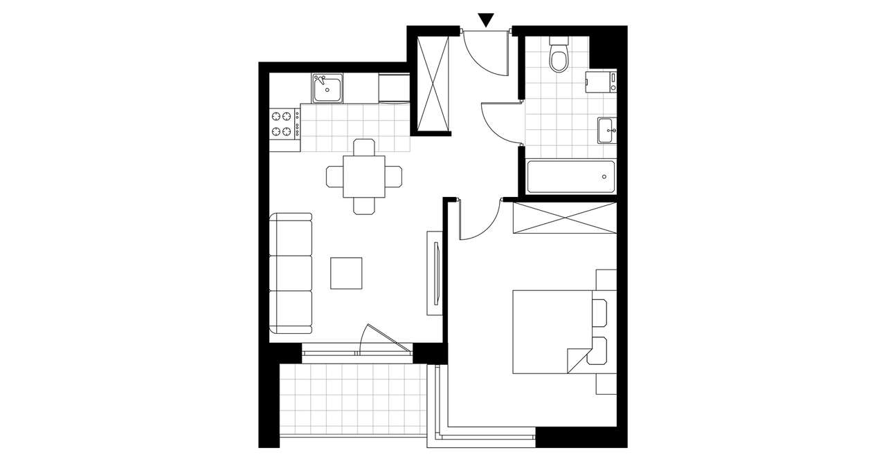 2-pokojowe mieszkanie 41m2 + loggia Bezpośrednio - Pełny obrazek: 4/24