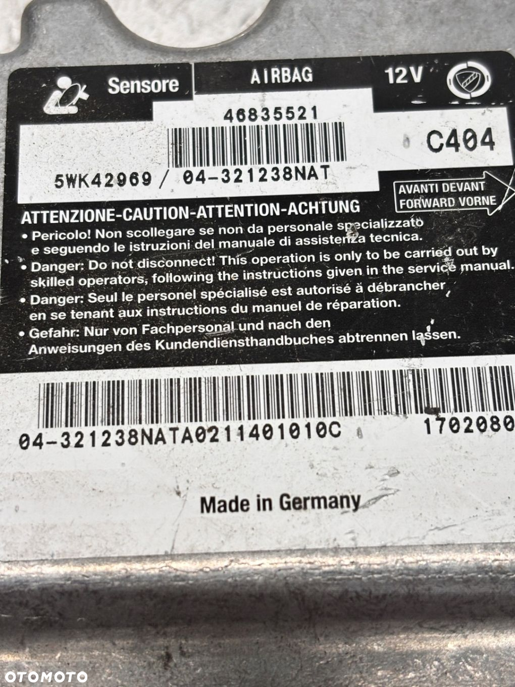 MODUŁ SENSOR AIRBAG FIAT STILO 46835521 5KW42969 - 3