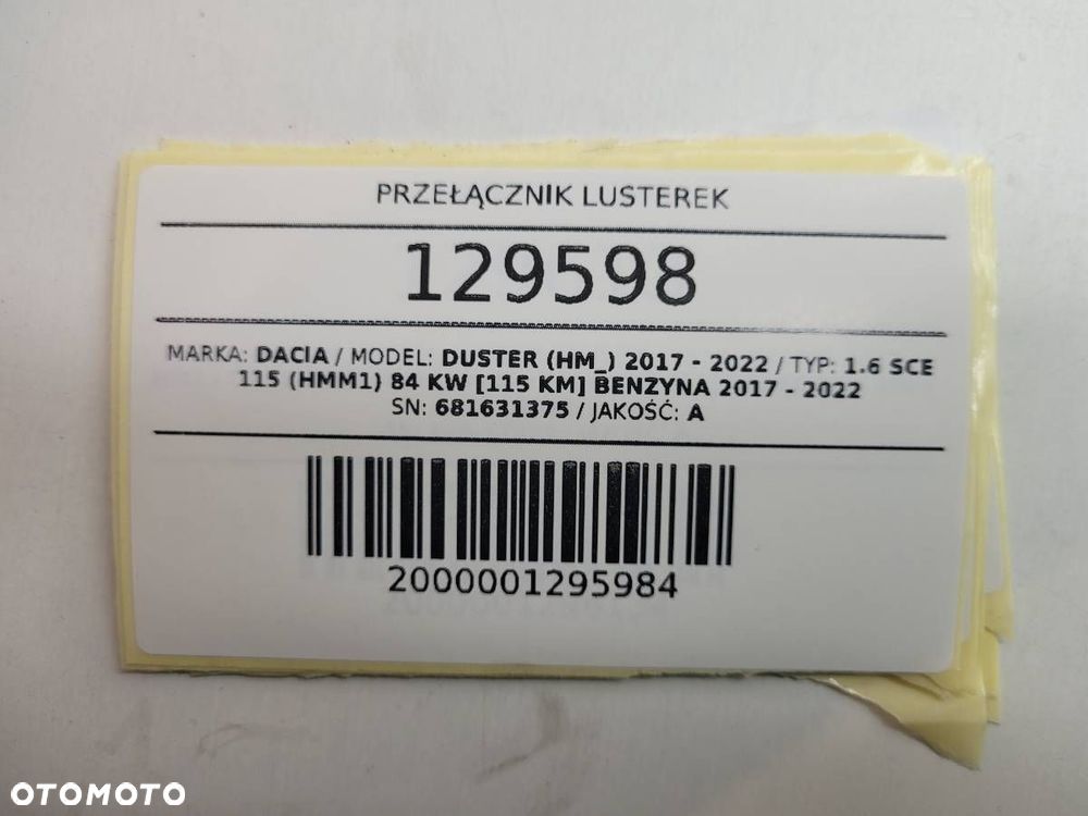 PANEL PRZEŁĄCZNIK STEROWANIA LUSTEREK DACIA DUSTER II 681631375 - 8