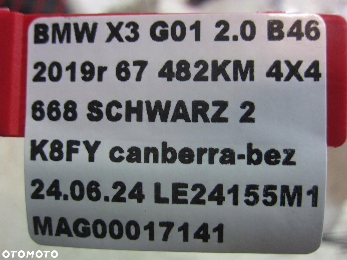 BMW X3 G01 USZCZELKA DRZWI TYLNYCH KAROSERYJNA 7390750 7393449 51727390750 - 5