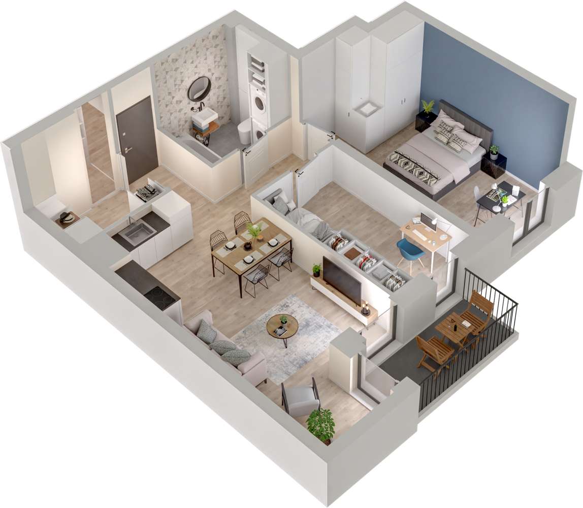 PROMOCJA! |2.M.14 | 58,38 m² | 3 pokoje z balkonem | Krzyki- Gaj